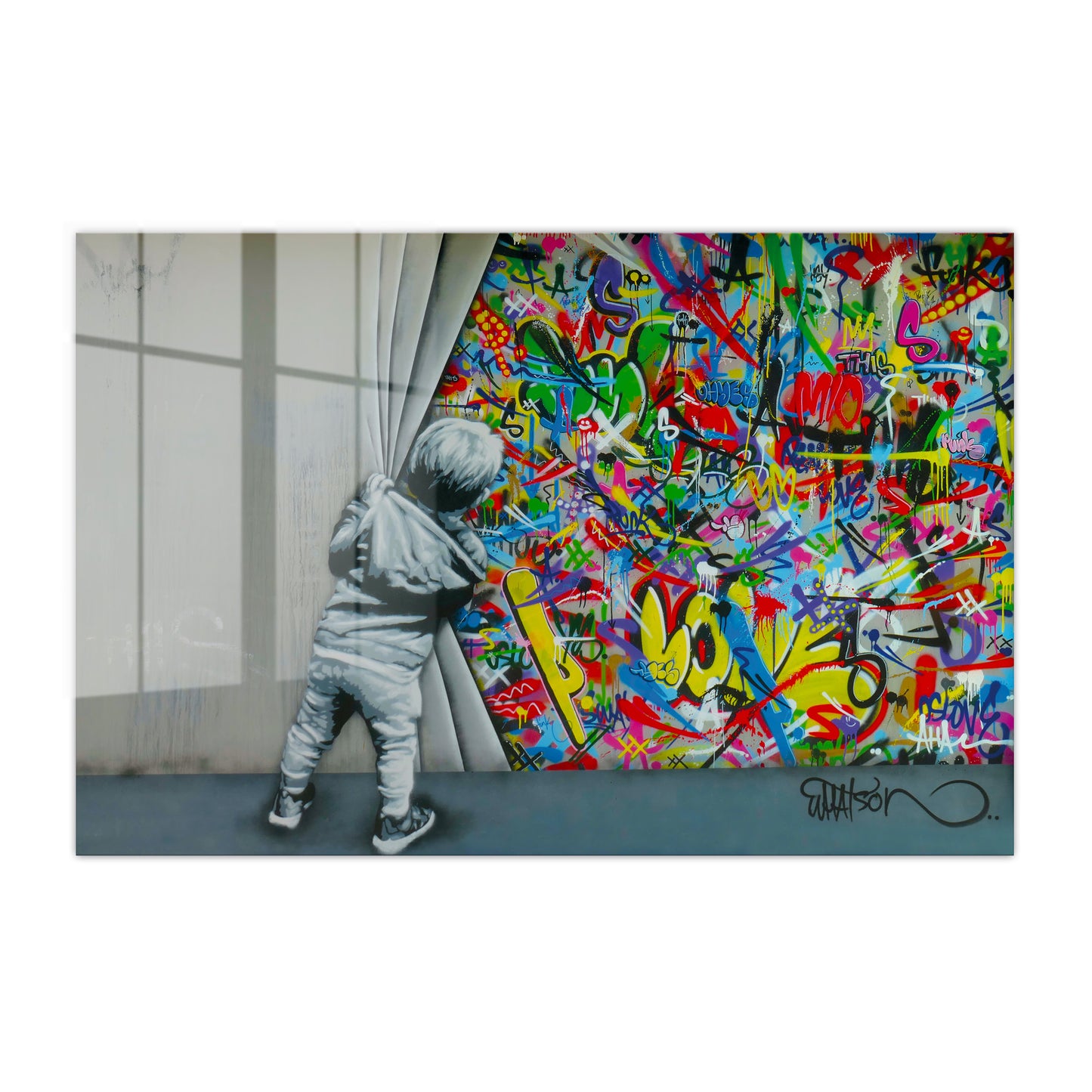 Behind the Curtain Graffiti Acrylic Art Print