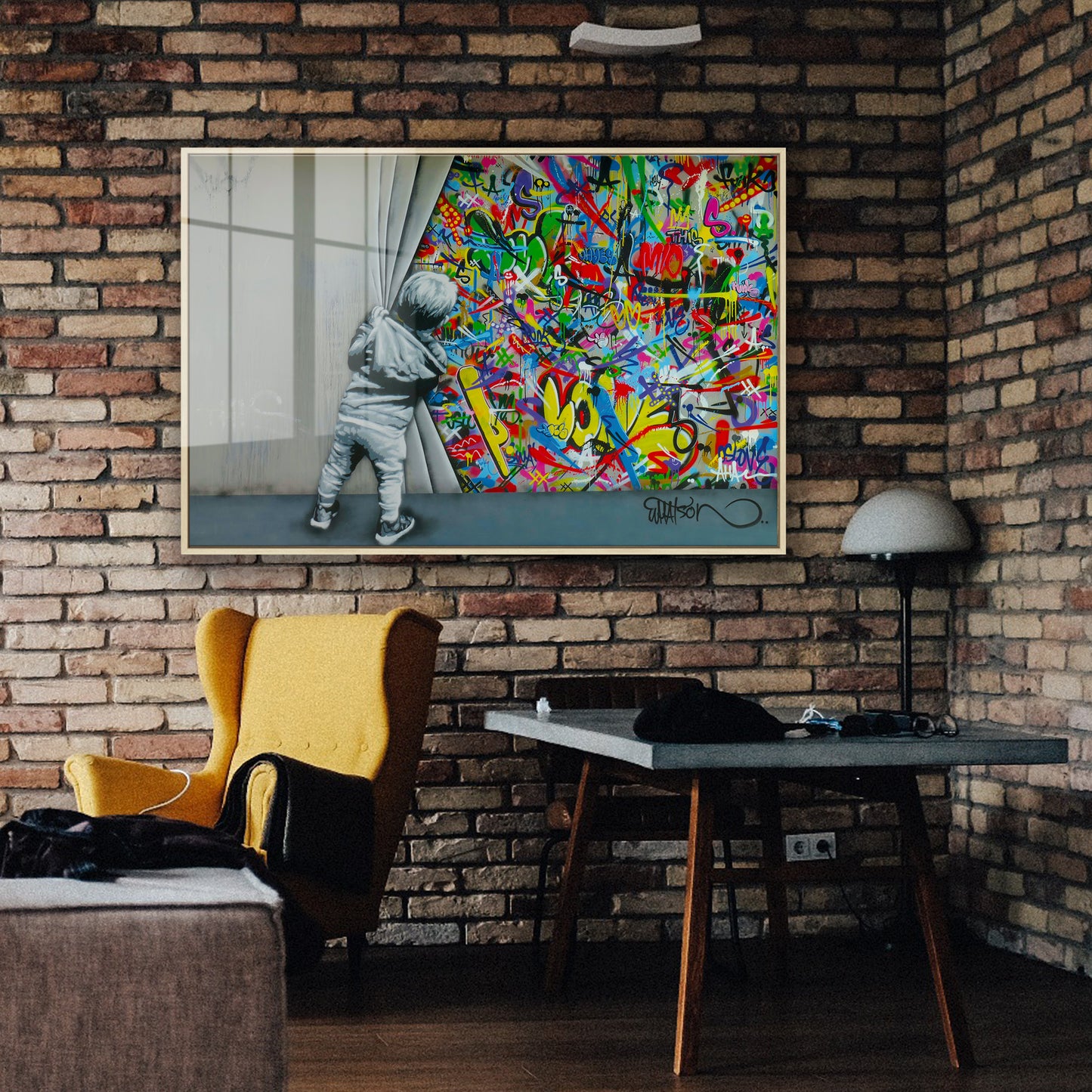 Behind the Curtain Graffiti Acrylic Art Print