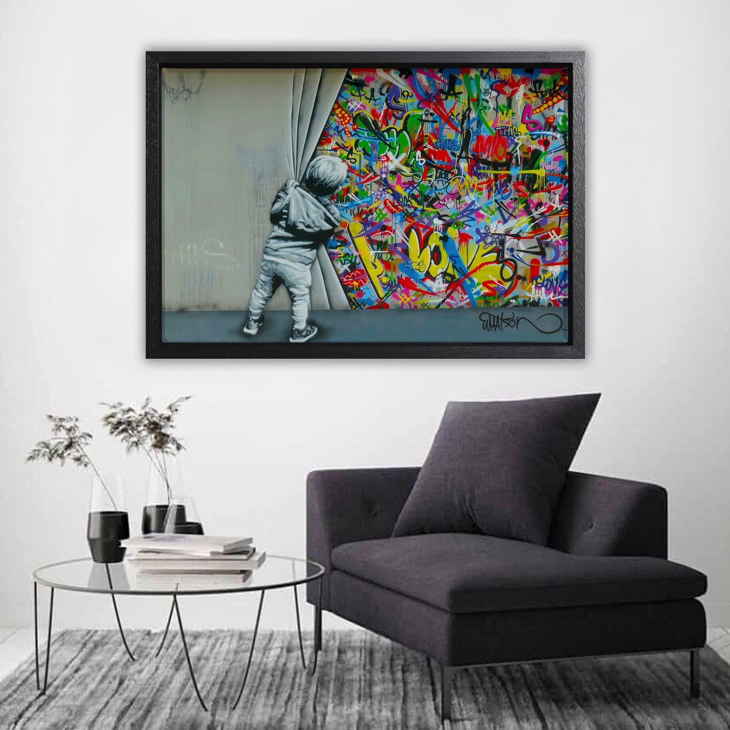 Behind the Curtain Graffiti Canvas Art