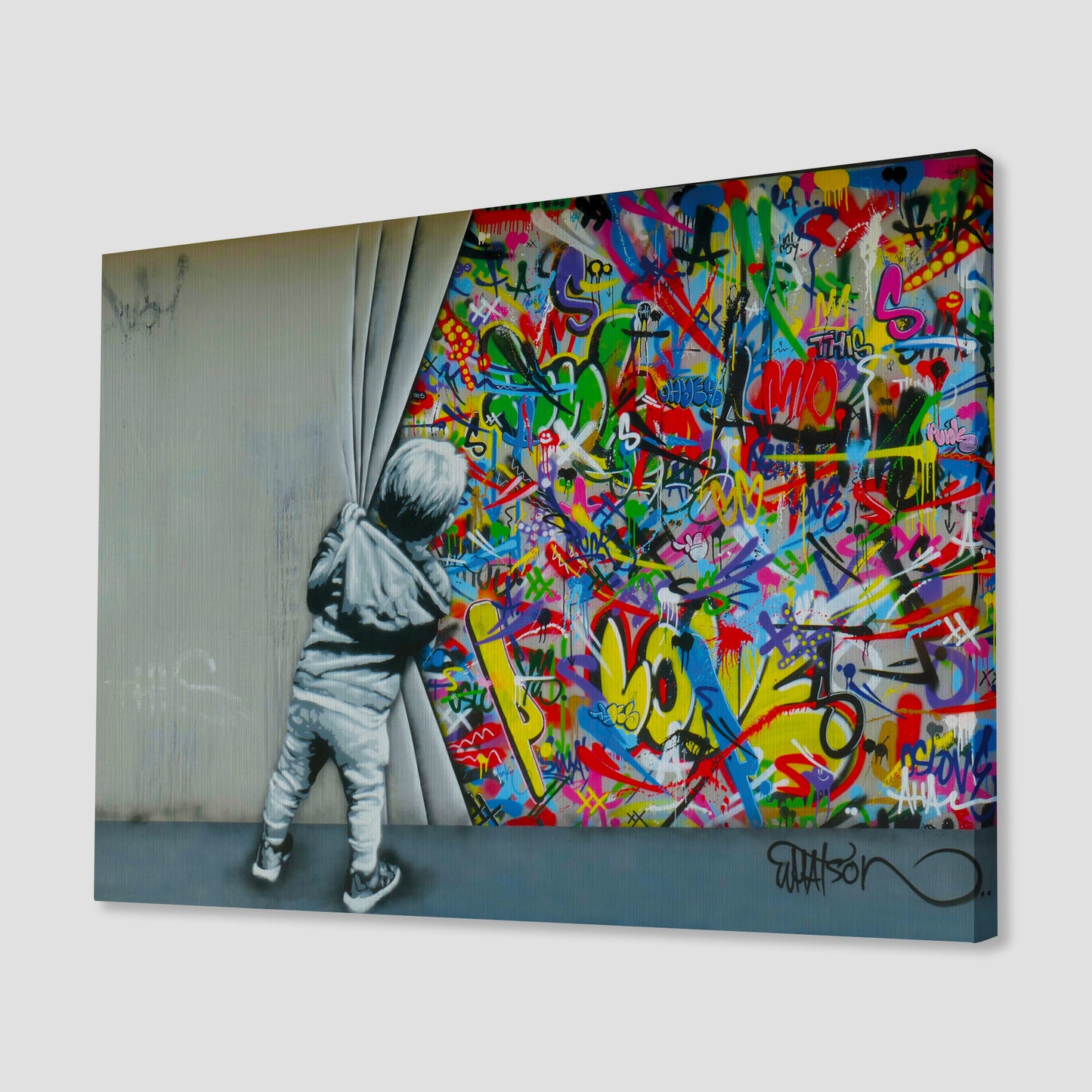 Behind the Curtain Graffiti Canvas Art
