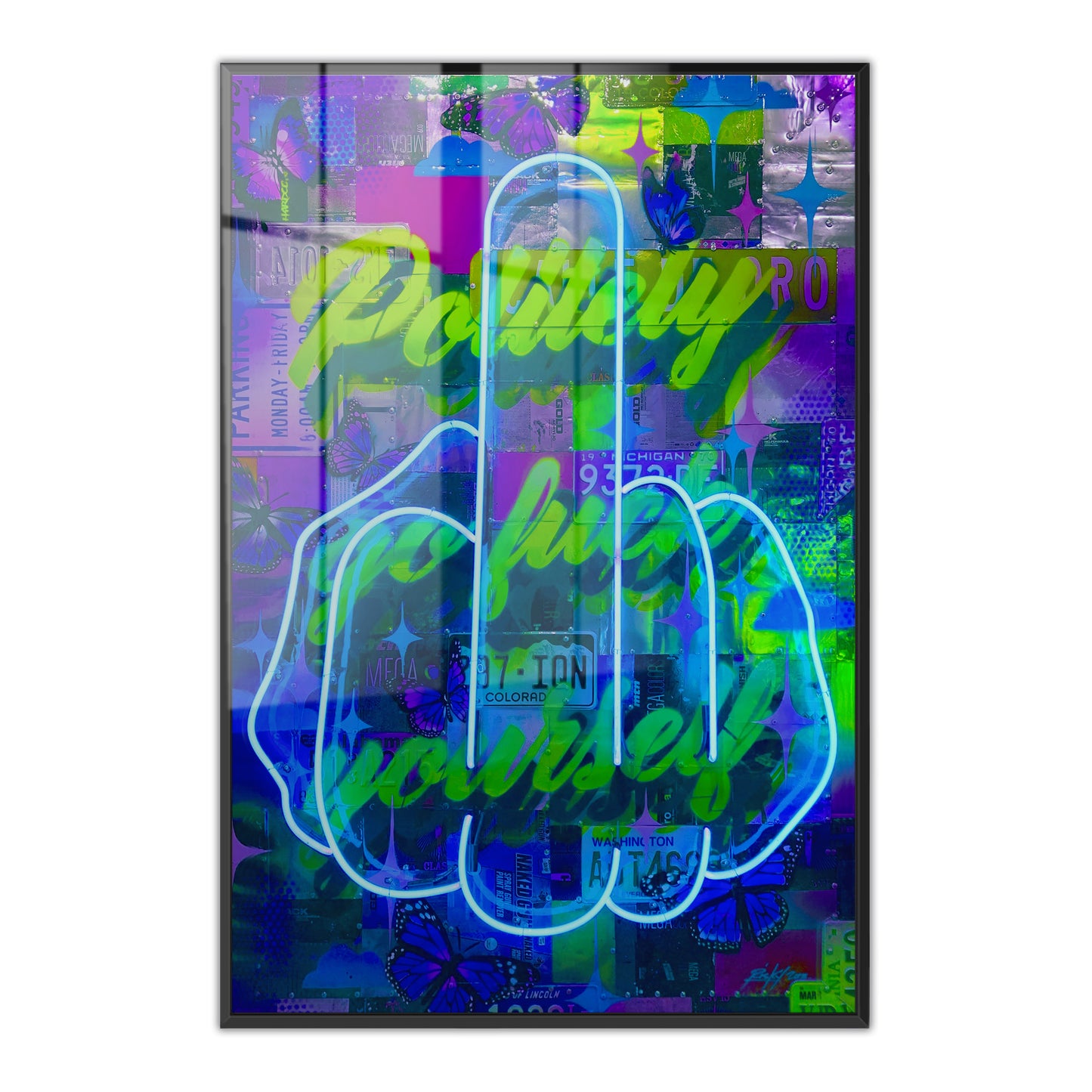 Politely Go F**k Yourself Blue Neon Acrylic Art Print