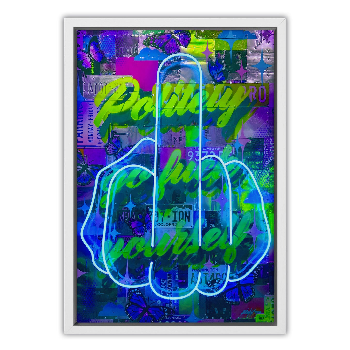 Politely Go F**k Yourself Neon Canvas Art Print