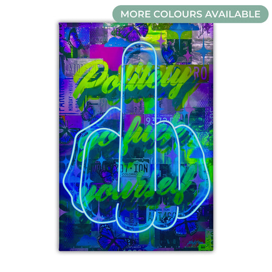 Politely Go F**k Yourself Neon Canvas Art Print