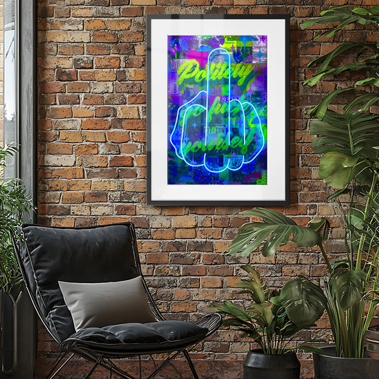 Politely Go F**k Yourself Blue Neon Framed Art Print