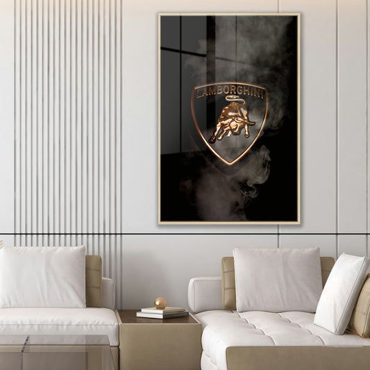 Black Lamborghini Smoking Badge Acrylic Art Print