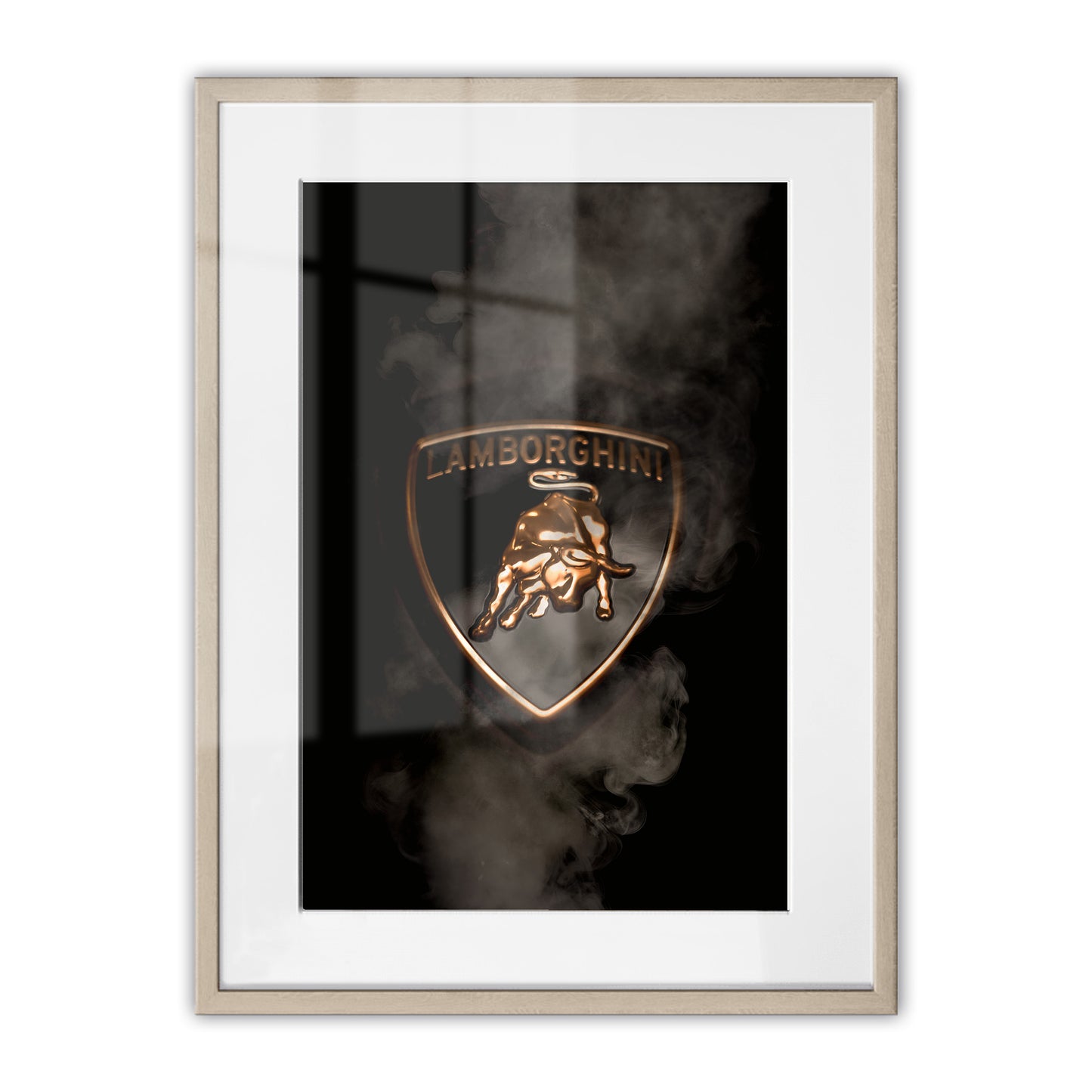 Black Lamborghini Smoking Badge Framed Art Print