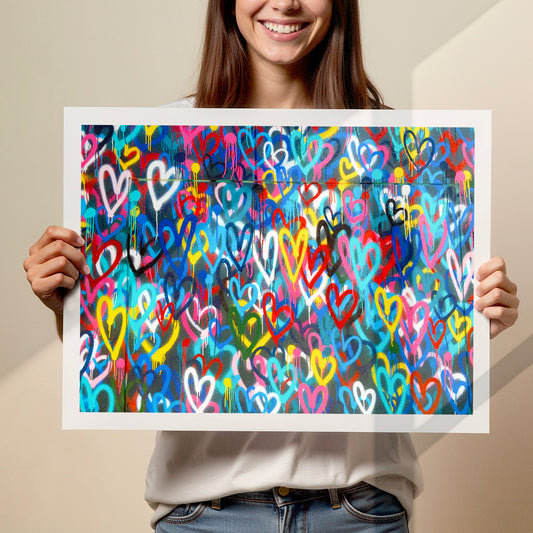 Love Hearts Graffiti Art Print