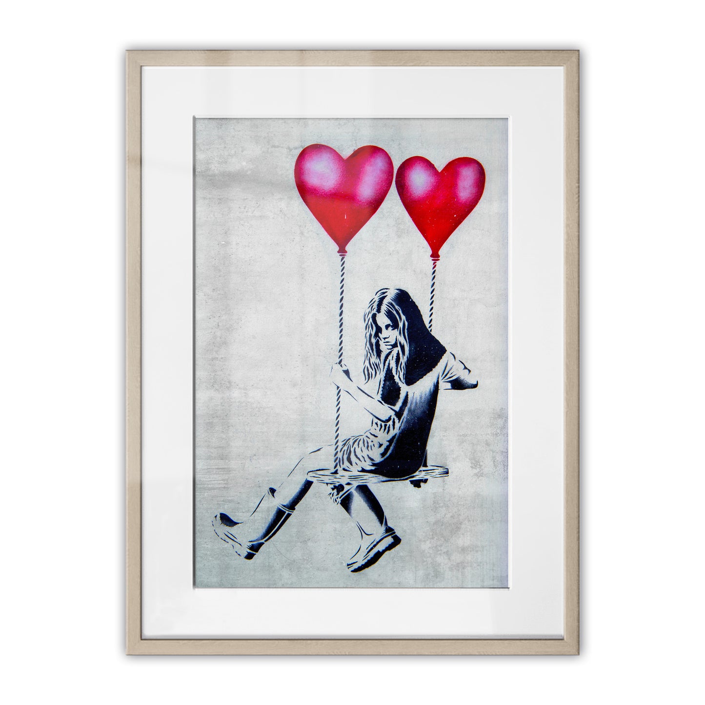 Heart Balloon Swing Girl Framed Art Print