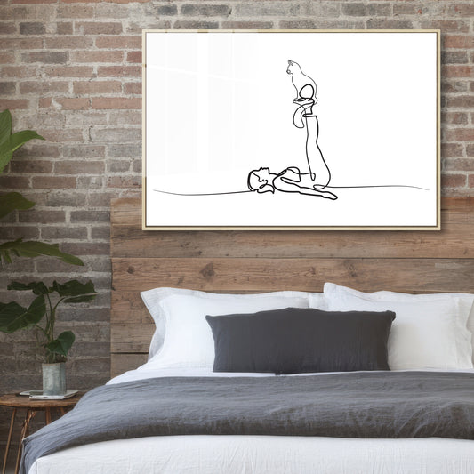 Yoga Cat Woman Acrylic Art Print