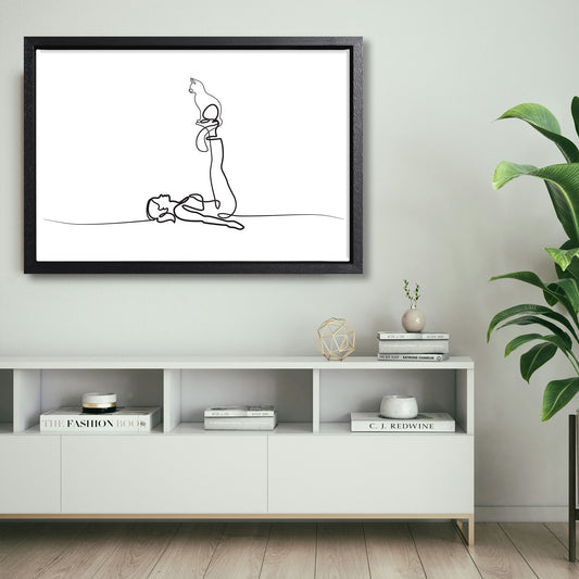 Yoga Cat Woman Canvas Art Print