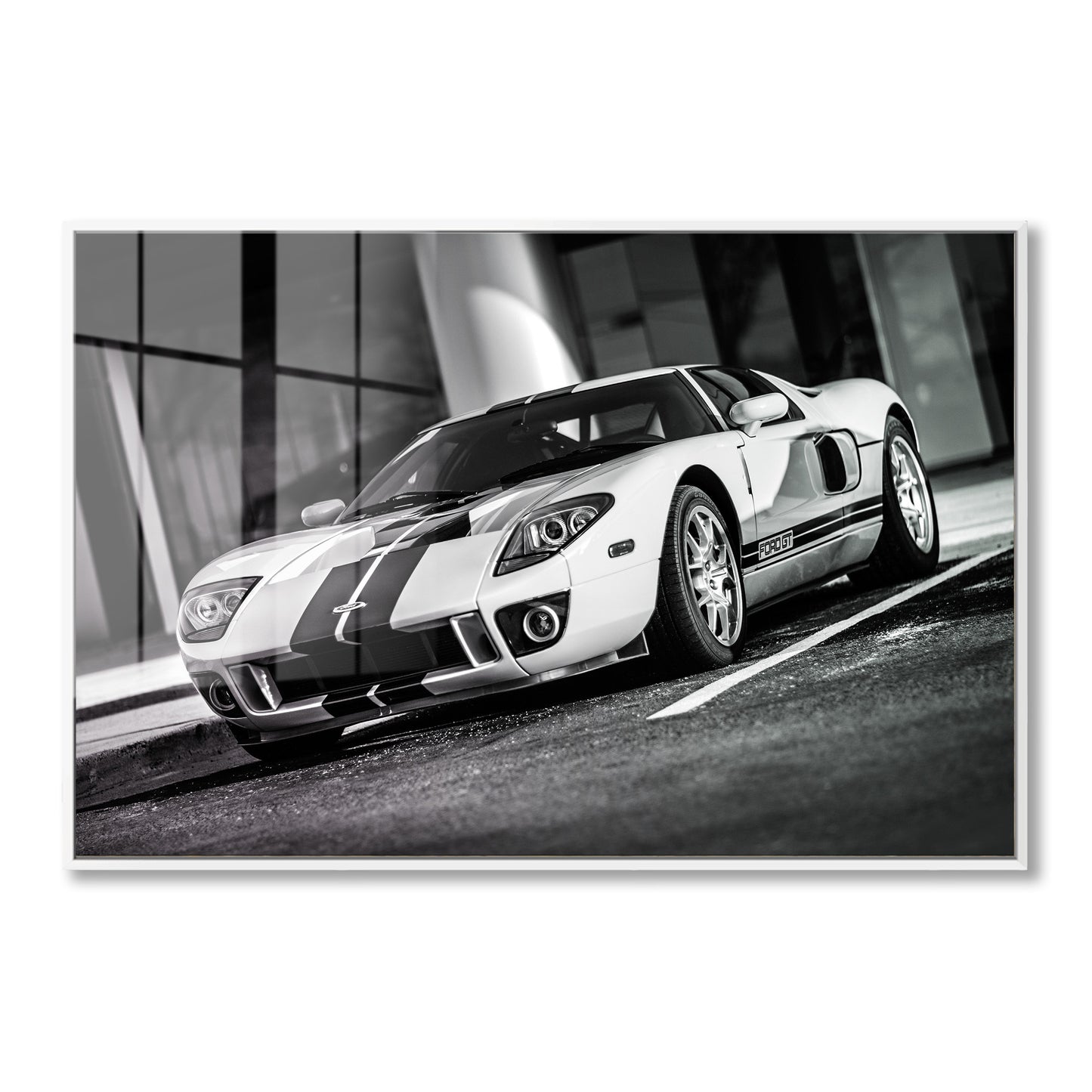 White Ford GT Acrylic Art Print