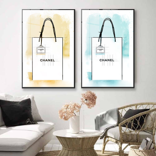 Chanel Paper Bag Watercolour Acrylic Art Print