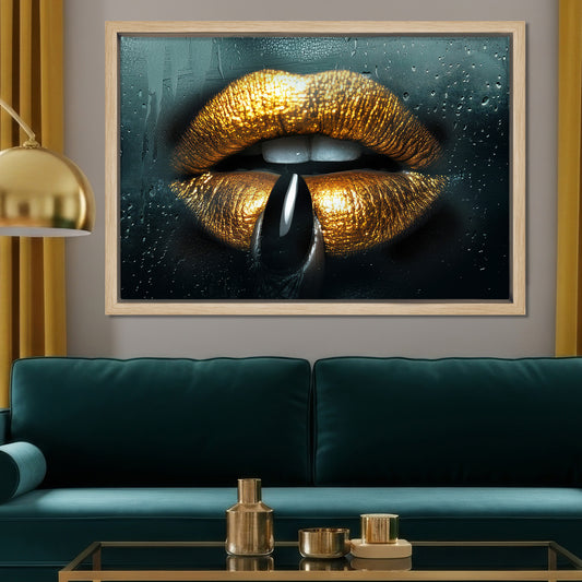 Steamy Gold Lips Canvas Art Print