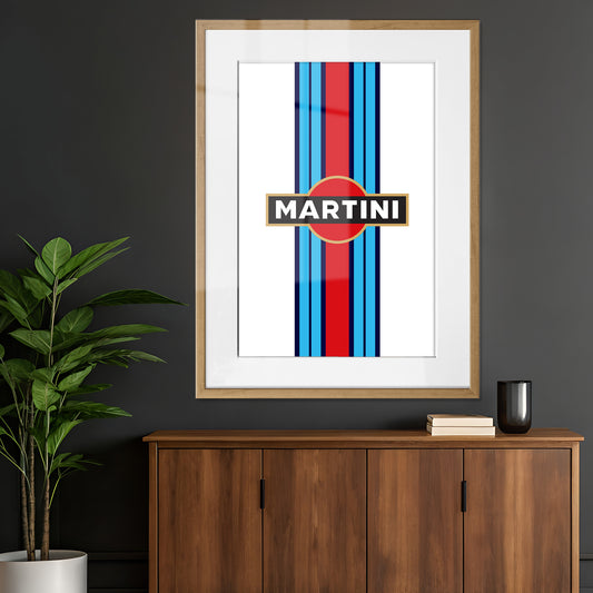 Martini Racing Stripes and Logo Framed Art Print