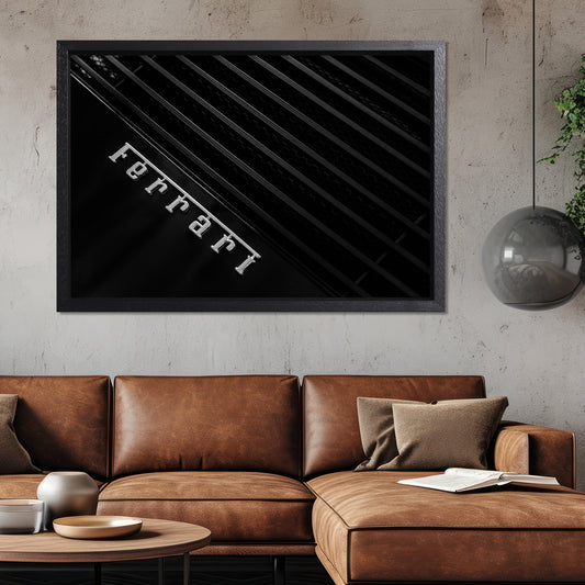 Ferrari Logo on Black Canvas Art Print