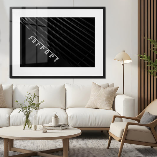 Ferrari Logo on Black Framed Art Print