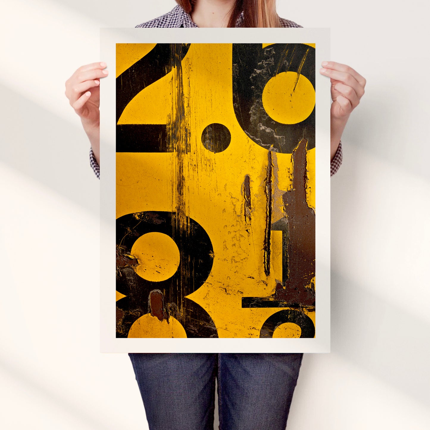 Yellow Numerical Decay Abstract Art Print