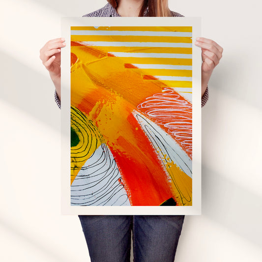 Fragments of Orange Wind Abstract Art Print