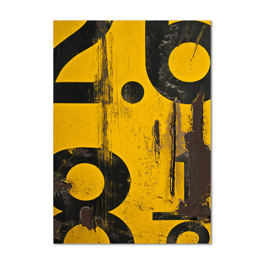 Yellow Numerical Decay Abstract Canvas Art