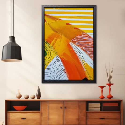 Fragments of Orange Wind Abstract Canvas Art