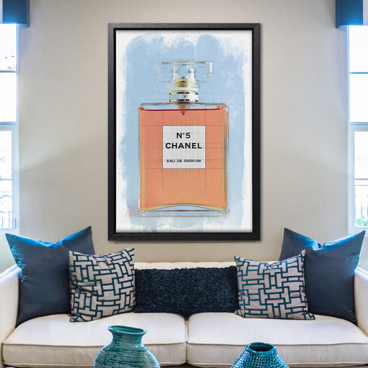 Chanel No 5 Perfume Bottle Watercolour Canvas Art