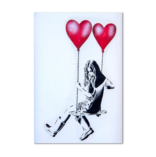 Heart Balloon Swing Girl Canvas Art