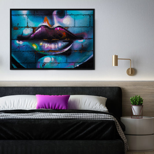 Purple Lips Graffiti Canvas Art