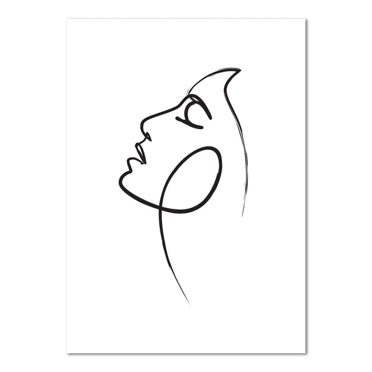 Womans Face Line Drawing Canvas Art