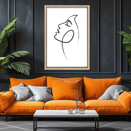 Womans Face Line Drawing Canvas Art