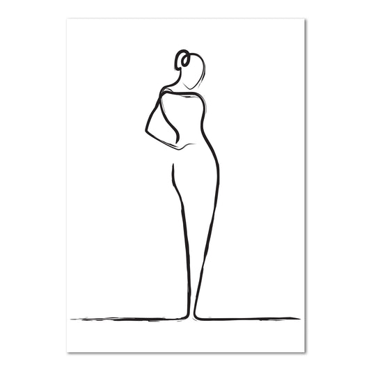 Elegant Woman Line Drawing Canvas Art