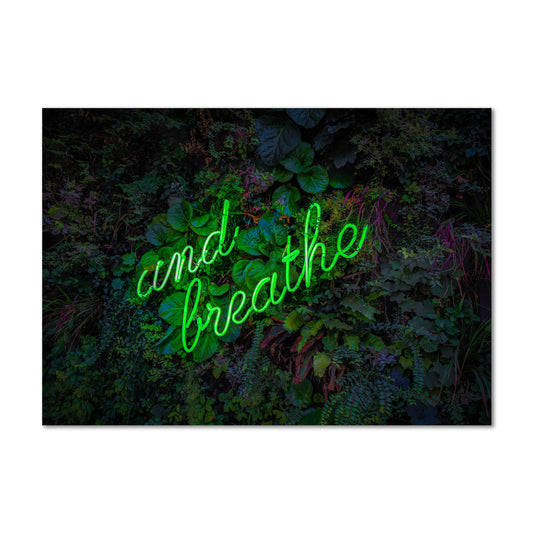 And Breathe Green Neon Canvas Art