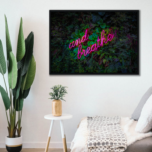 And Breathe Pink Neon Canvas Art