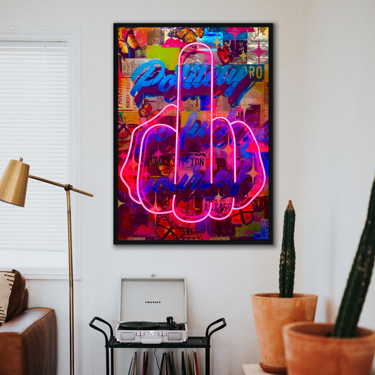 Politely Go F**k Yourself Pink Neon Canvas Art