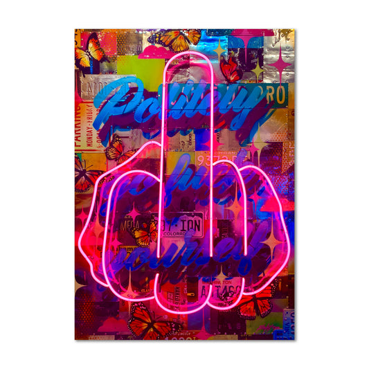 Politely Go F**k Yourself Pink Neon Canvas Art