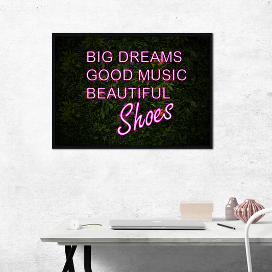 Beautiful Shoes Pink Neon Canvas Art