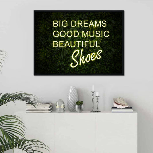 Beautiful Shoes White Neon Canvas Art