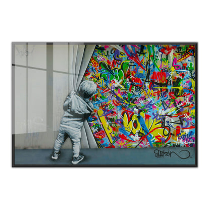 Behind the Curtain Graffiti Acrylic Art Print