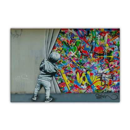Behind the Curtain Graffiti Canvas Art