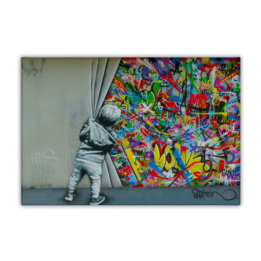Behind the Curtain Graffiti Canvas Art