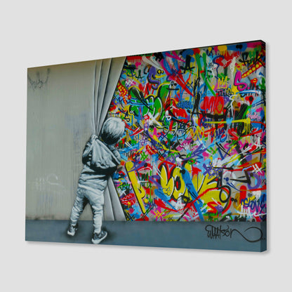 Behind the Curtain Graffiti Canvas Art