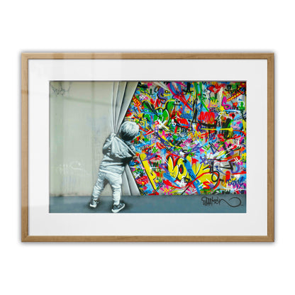 Behind the Curtain Graffiti Framed Art Print