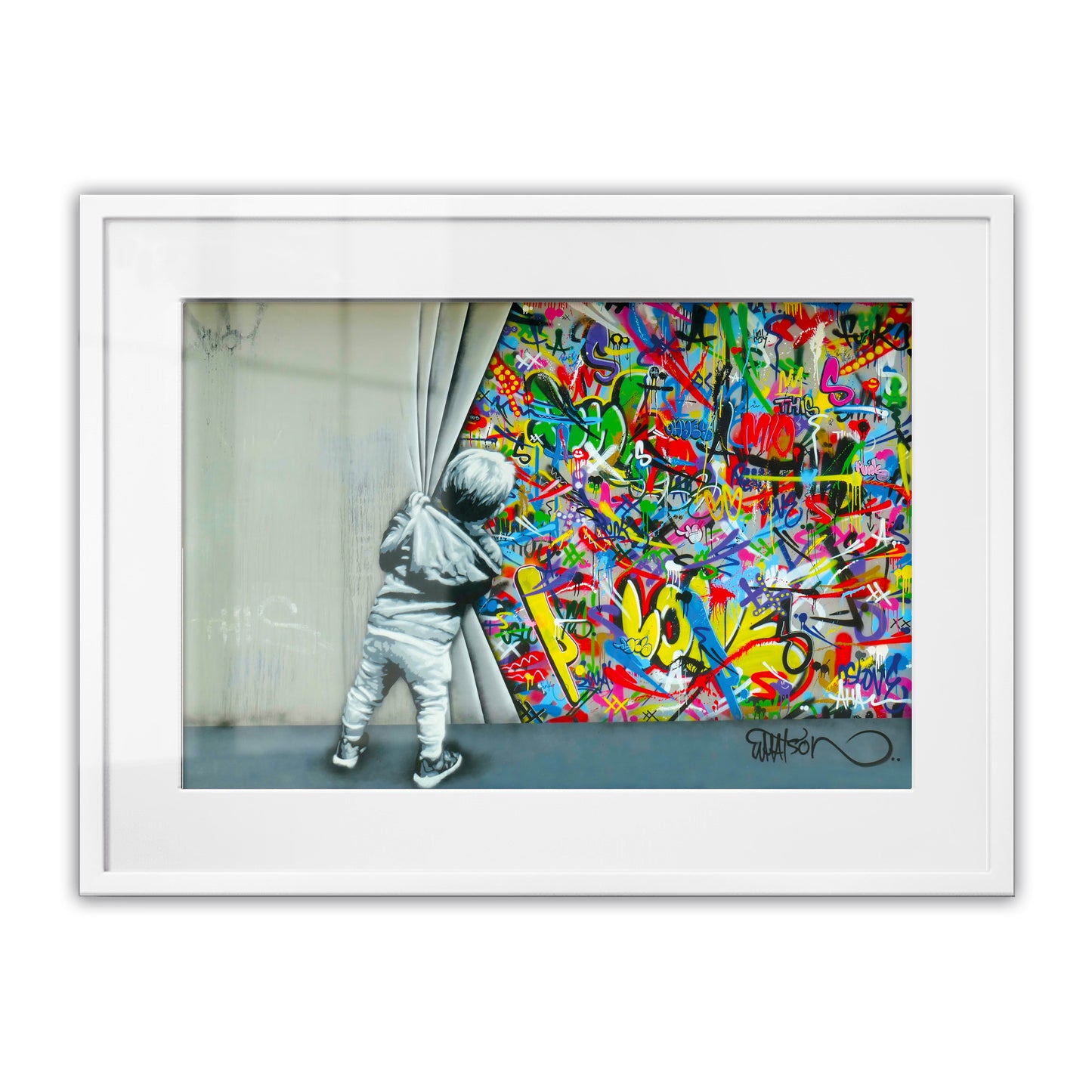 Behind the Curtain Graffiti Framed Art Print