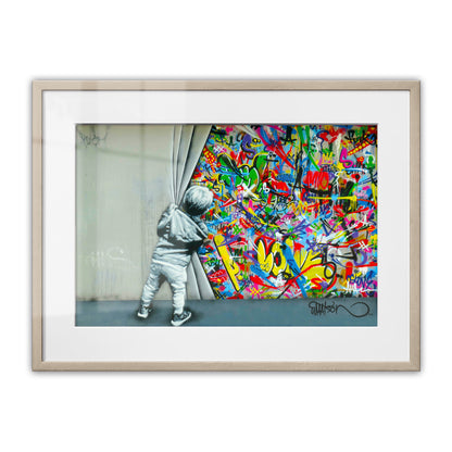 Behind the Curtain Graffiti Framed Art Print