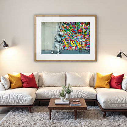 Behind the Curtain Graffiti Framed Art Print