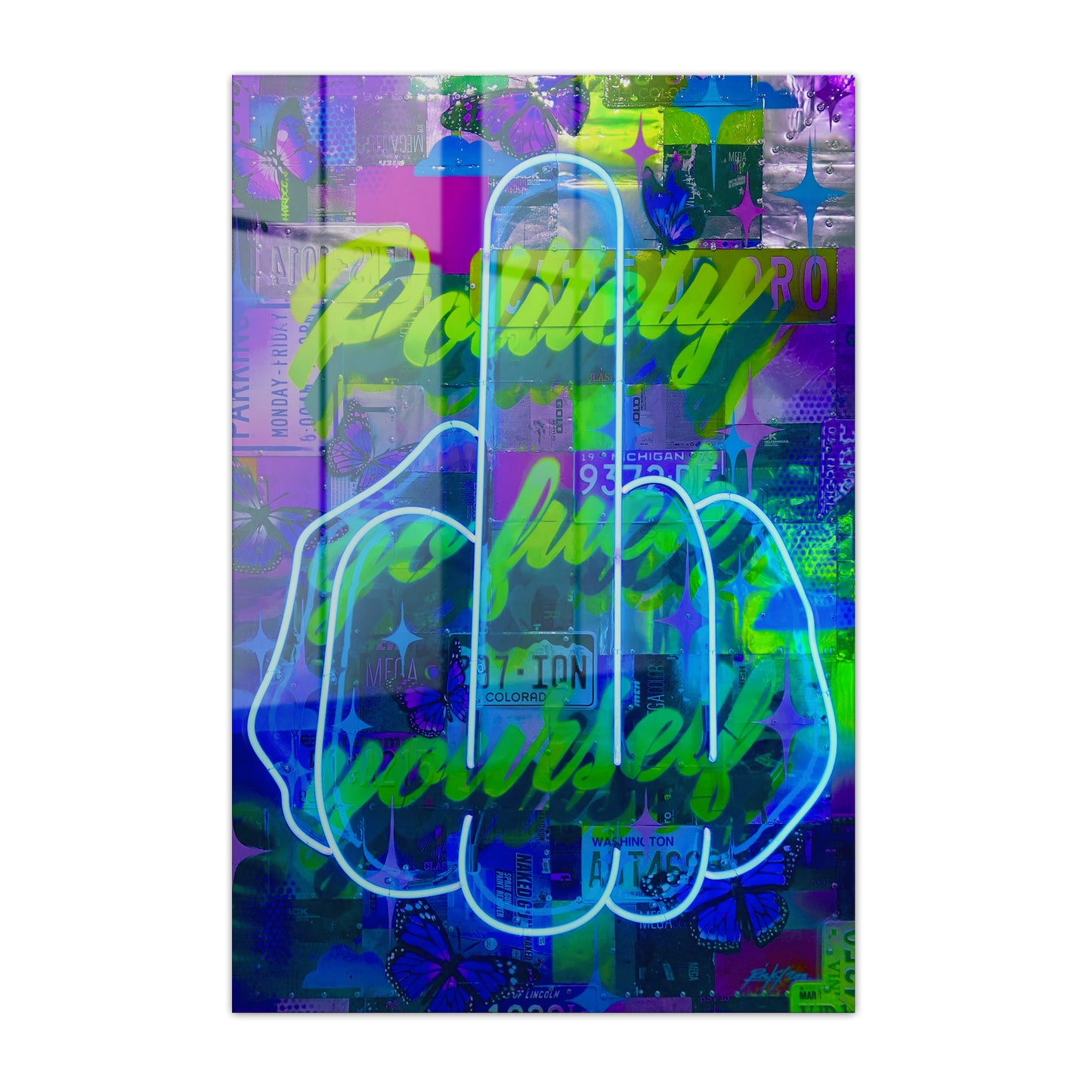 Politely Go F**k Yourself Blue Neon Acrylic Art Print