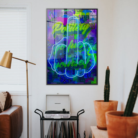 Politely Go F**k Yourself Blue Neon Acrylic Art Print