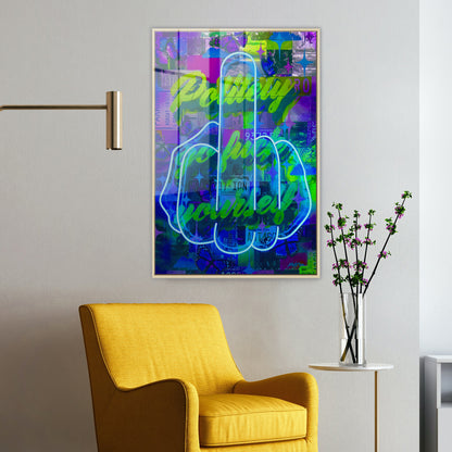 Politely Go F**k Yourself Blue Neon Acrylic Art Print