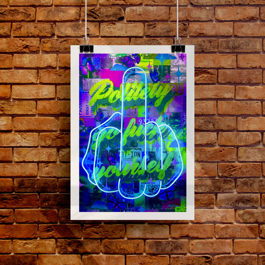 Politely Go F**k Yourself Blue Neon Art Print