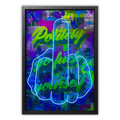 Politely Go F**k Yourself Blue Neon Canvas Art