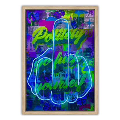 Politely Go F**k Yourself Blue Neon Canvas Art